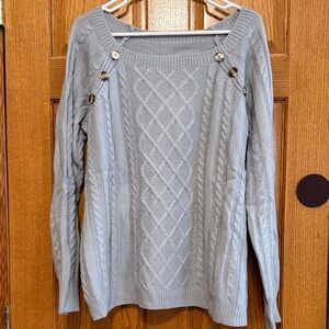 Women's Cable Knit Sweater - Light Gray